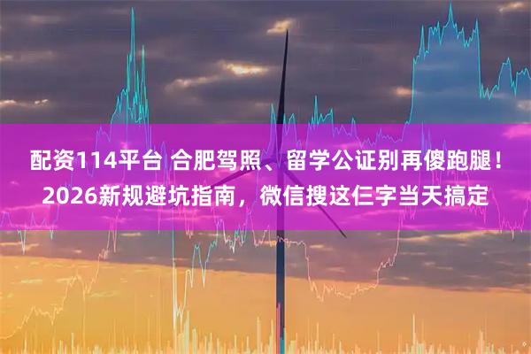 配资114平台 合肥驾照、留学公证别再傻跑腿！2026新规避坑指南，微信搜这仨字当天搞定